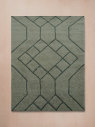 Elm Wool Shaggy Washable Geometric Rug - Sage Green - thumbnail 2