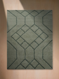 Elm Wool Shaggy Washable Geometric Rug - Sage Green - thumbnail 3