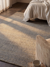Liwan Hand-knotted Wool & Silk Abstract Rug - Beige - thumbnail 1