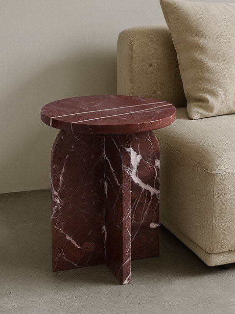 Petra Burgundy Marble Side Table - image 1