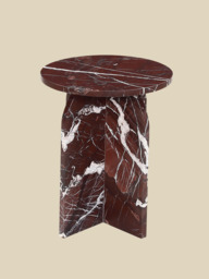 Petra Burgundy Marble Side Table - thumbnail 4
