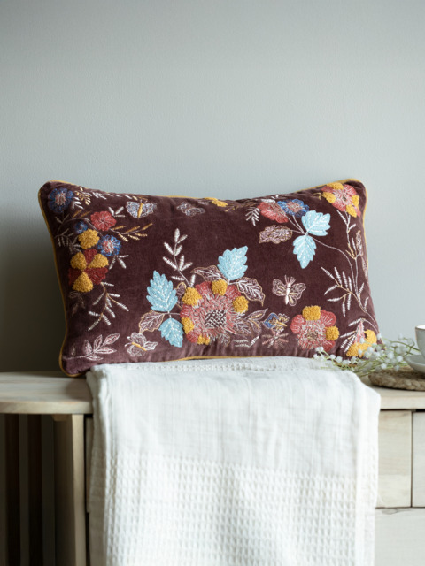 Maple Velvet Cushion - Burgundy / Feather Filler
