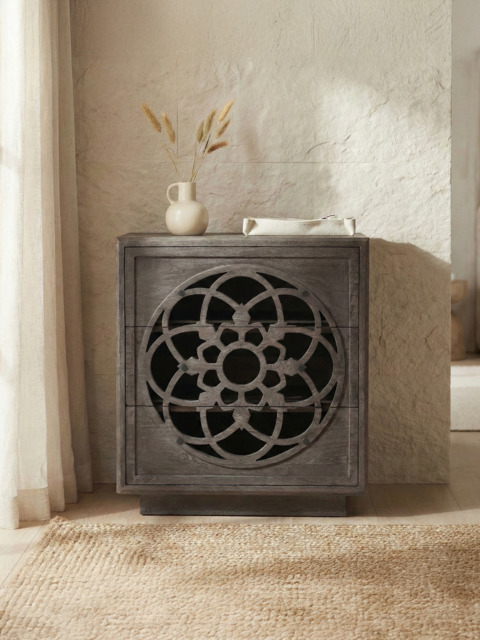Harmony Mango Wood Three Drawer Chest - Grey - image 1