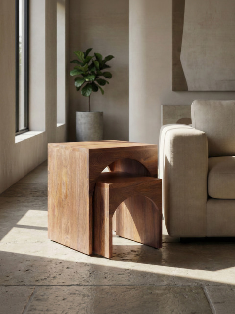 Joe Mango Wood Side Table - Set Of 2 - image 1