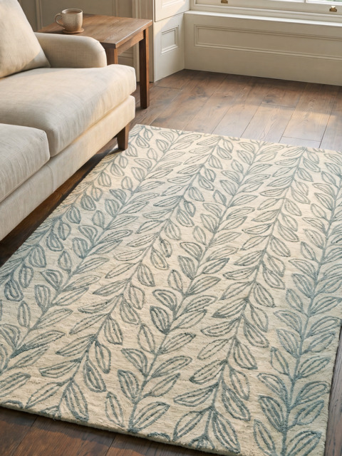 Blooming Blue Hand-tufted Wool Rug - 160x230 cm