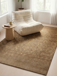 Unnati Hand-knotted Wool & Silk Persian Rug - Beige - thumbnail 1