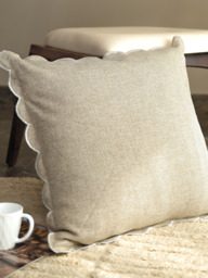 Zina Cotton-Linen Beige Cushion - Beige / Microfibre Filler