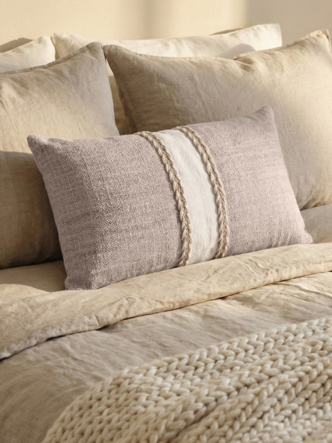 Kenil Beige Hand-woven Cushion - image 1