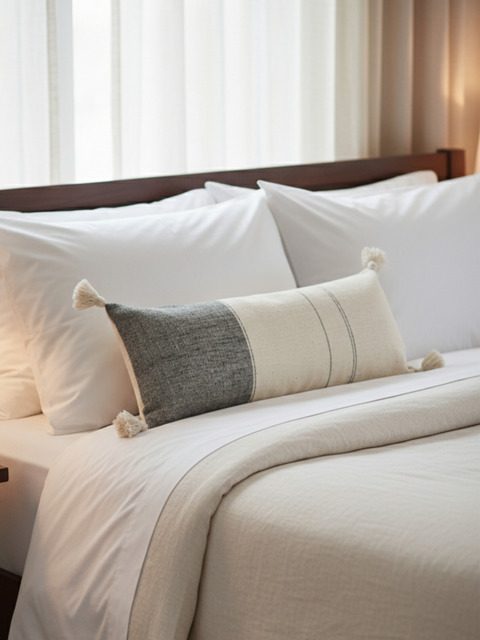 Bennett Cotton Cushion - Off-White / Feather Filler