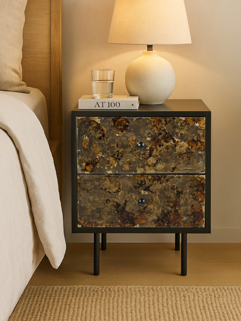 Nova Two-Drawer Iron Bedside Table - image 1