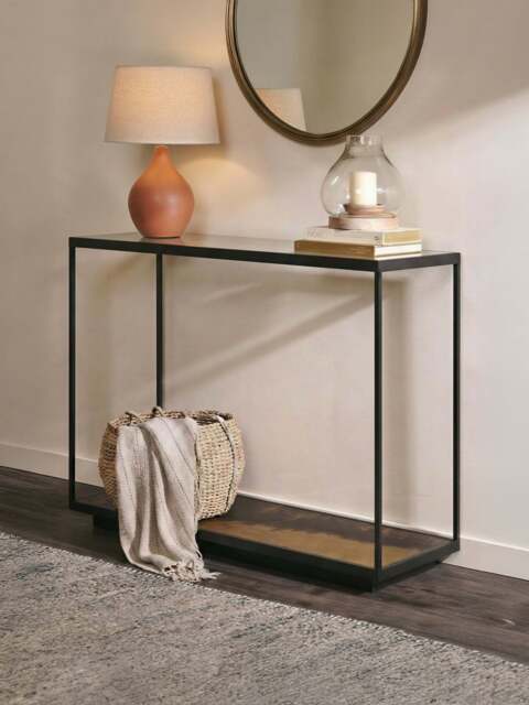 Astra Iron Console Table with Glass Top - image 1