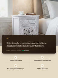 Grace Carved Wooden Bedside Table - Large - thumbnail 3