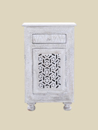 Grace Carved Wooden Bedside Table - Large - thumbnail 2
