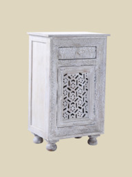 Grace Carved Wooden Bedside Table - Large - thumbnail 4