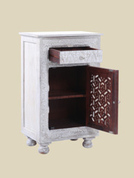 Grace Carved Wooden Bedside Table - Large - thumbnail 5