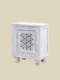 Grace Carved Wooden Bedside Table - Small - thumbnail 4