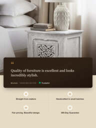 Grace Carved Wooden Bedside Table - Small - thumbnail 3
