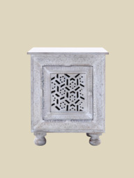 Grace Carved Wooden Bedside Table - Small - thumbnail 2