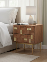 Caspian Two Drawer Bedside Table - thumbnail 1