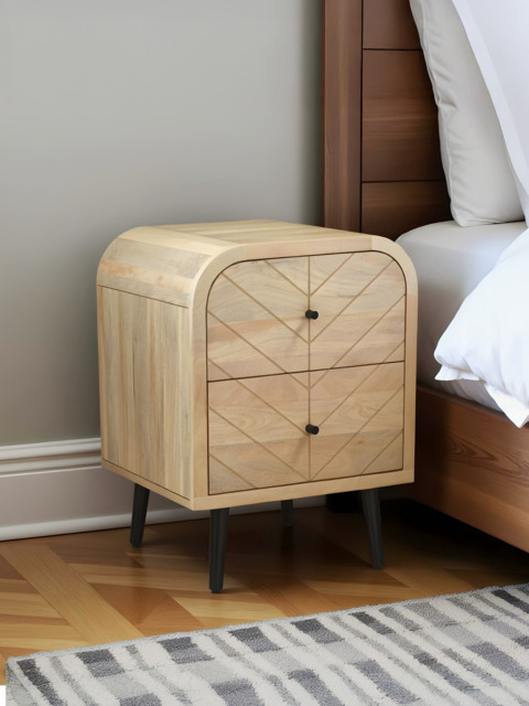 Cayman Two Drawer Wooden Bedside Table - image 1