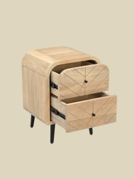Cayman Two Drawer Wooden Bedside Table - thumbnail 6