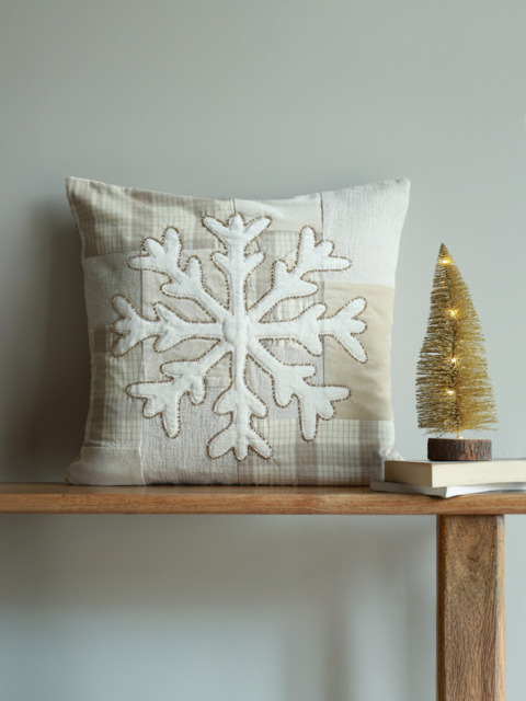 Festive Charm Embroidered Cotton Blend Cushion - image 1