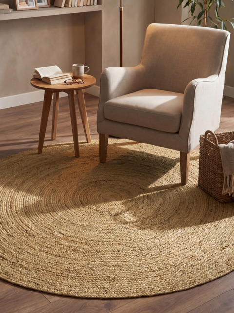 Tali Hand-woven Round Jute Rug - image 1