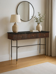 Monroe Black Marble Top Console Table - thumbnail 1