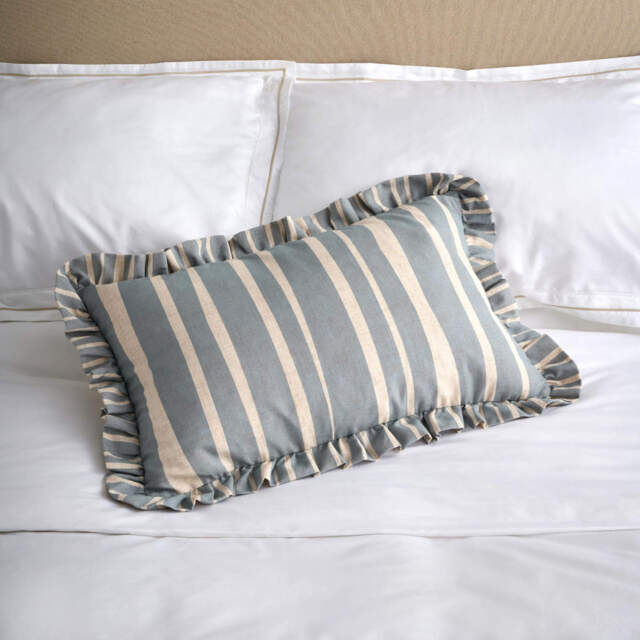 CARMON STRIPE 40X60 FEATHER CUSHION LINEN/BLUE - image 1