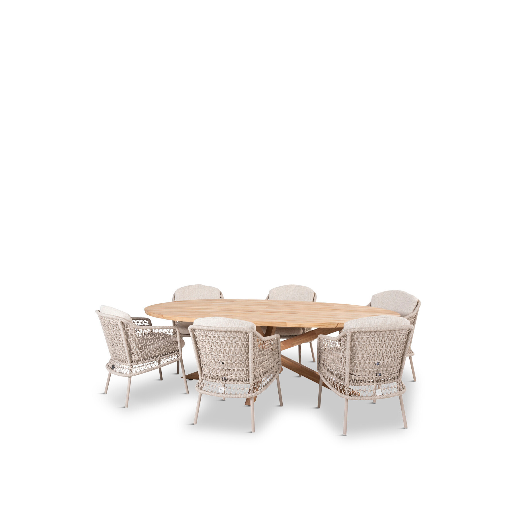 4 Seasons Outdoor Puccini 6 Seater Dining Set with Oval Dining Table & 6 Chairs Natural - image 1