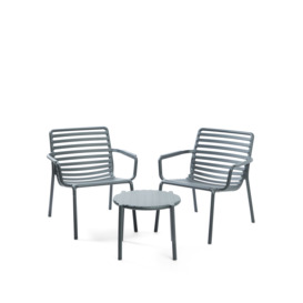 Nardi Doga Bistro Set with Bistro Table and 2 Relax Chairs Grey