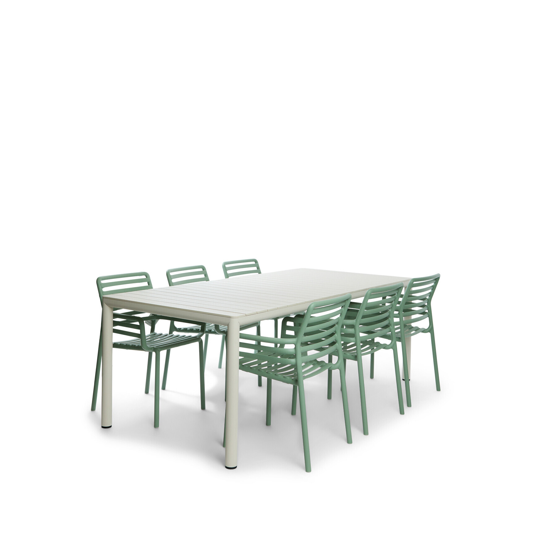 Nardi Tevere Dining Set with Extendable Table and 6 Doga Armchairs Green - image 1