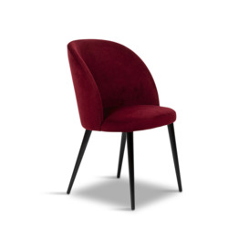 Heal's Austen Dining Chair Plush Velvet Burgundy Black - Size 52x57x84