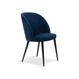 Heal's Austen Dining Chair Plush Velvet Indigo Black Leg - Size 52x57x84 Blue