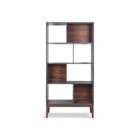 Heal's Lars Open Shelving Unit Walnut/ Grey - Size 90x35x180