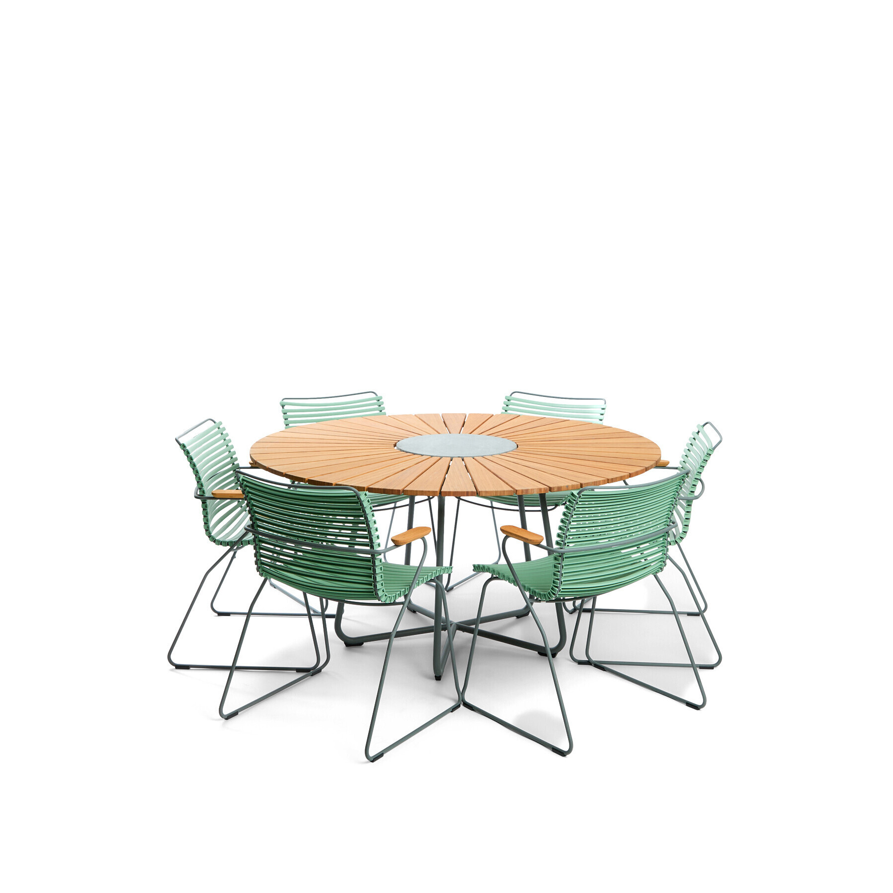 Houe Circle 6 Seat Dining Set with Dining Table and 6 Chairs Green - image 1