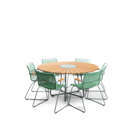 Houe Circle 6 Seat Dining Set with Dining Table and 6 Chairs Green - thumbnail 1