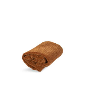 Heal's Velvet Kantha Bedspread Toffee 140 x 200 - Size 200x140 Brown