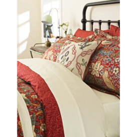Morris & Co Strawberry Thief Duvet Cover - Size Superking Red