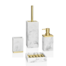 Andrea House Marble Brass Soap Dispenser White - thumbnail 2
