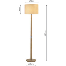 Dar Lighting Avenue Floor Lamp Light Wood with Shade Brown - thumbnail 2