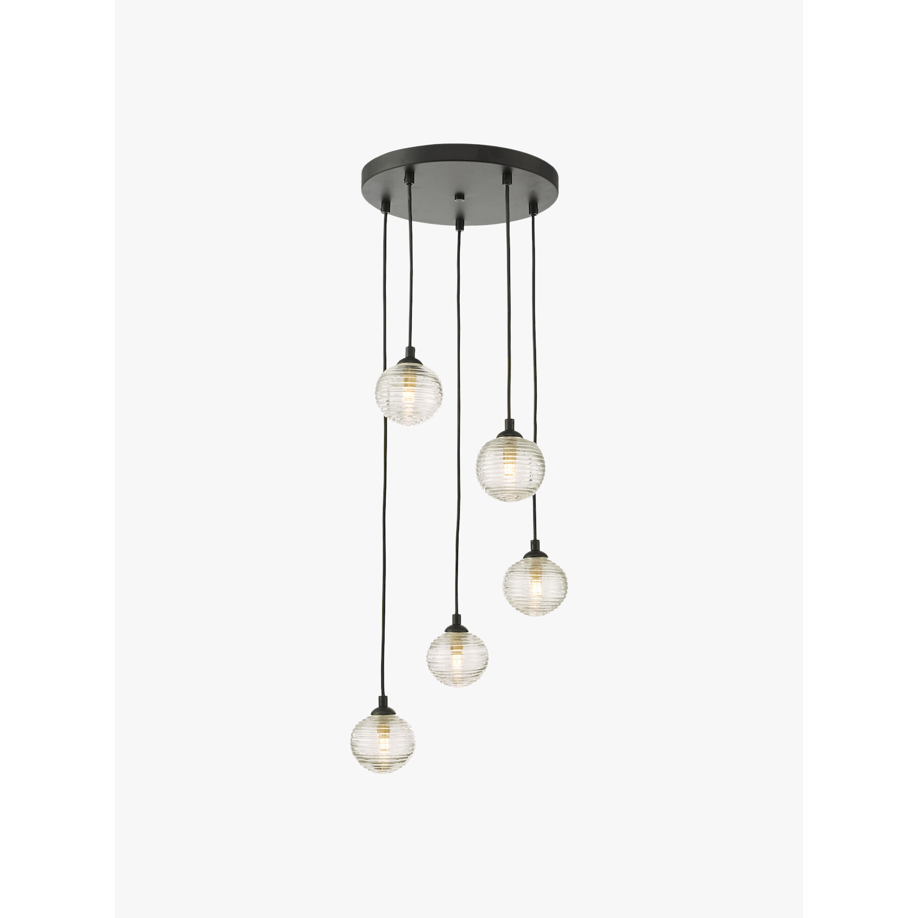 Dar Lighting Federico 5 Light Cluster Pendant - Polished Chrome and Clear Ribbed Glass Silver - image 1