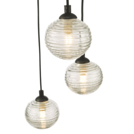 Dar Lighting Federico 5 Light Cluster Pendant - Polished Chrome and Clear Ribbed Glass Silver - thumbnail 2