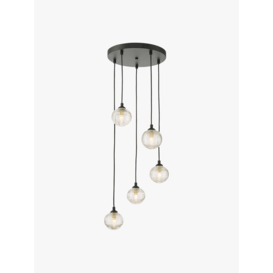 Dar Lighting Federico 5 Light Cluster Pendant - Polished Chrome and Clear Ribbed Glass Silver