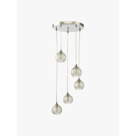Dar Lighting Federico 5 Light Cluster Pendant - Polished Chrome and Clear Wire Glass Silver
