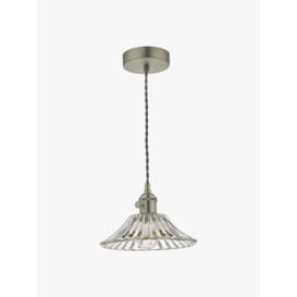 Dar Lighting Hadano Pendant -  Antique Chrome with Flared Glass Shade Silver