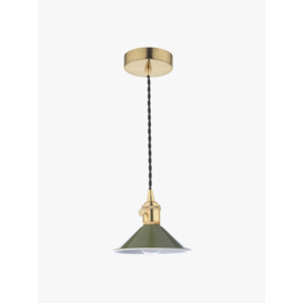 Dar Lighting Hadano Pendant - Natural Brass with Olive Green Shade Gold