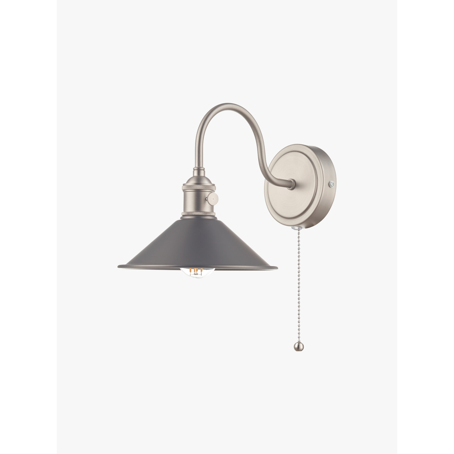 Dar Lighting Hadano Wall Light -  Antique Chrome with Antique Pewter Shade Silver - image 1