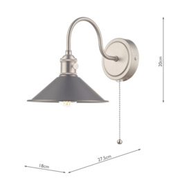 Dar Lighting Hadano Wall Light -  Antique Chrome with Antique Pewter Shade Silver - thumbnail 2