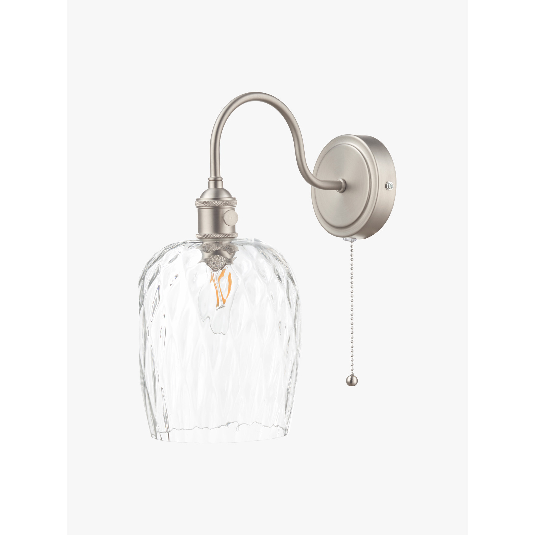 Dar Lighting Hadano Wall Light -  Antique Chrome with Clear Dimpled Glass Shade Silver - image 1